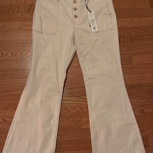 Women's Cream High-Waisted Pants
